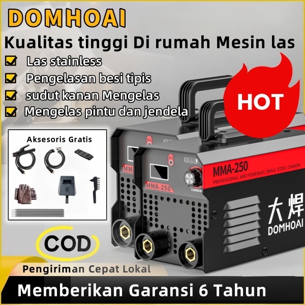 Mesin Las Portable DOMHOAI MMA-250, Cocok untuk Pemula dan Projek DIY Performa Stabil, Include Akses