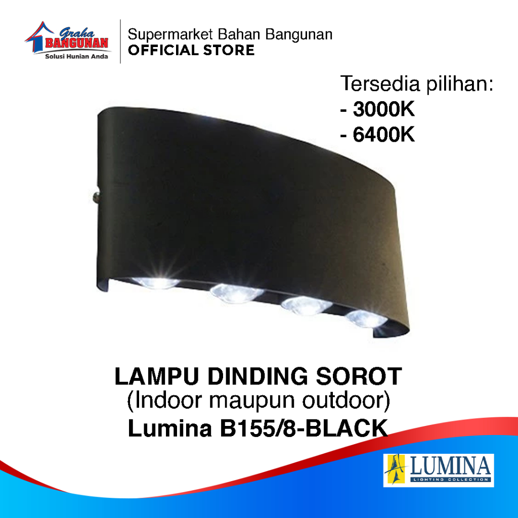 Lampu Dinding Lampu Sorot Dinding Lumina B155/8 Hitam Black