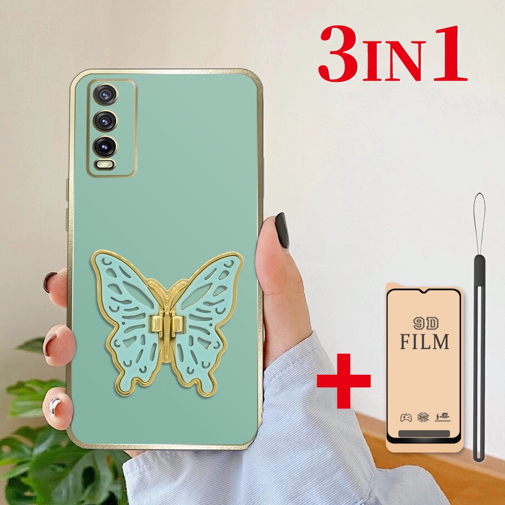 3 dalam 1 Stand Kupu Lipat Casing untuk VIVO Y20 Y20i Y20s Y20g Y20t Y20a Y12s Y12a Case softcase de