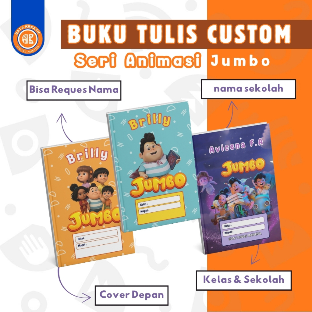 

Buku Tulis Sekolah Custom Nama Seri Animasi Jumbo Satuan
