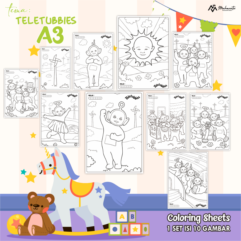 

[TELETUBBIES] KERTAS MEWARNAI UNTUK ANAK - LEMBAR GAMBAR ANAK READY STOCK - COLORING SHEETS