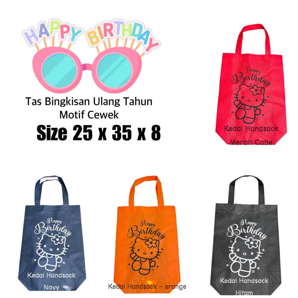 

TAS BINGKISAN ULANG TAHUN MOTIF CEWEK UKURAN 25X35X8