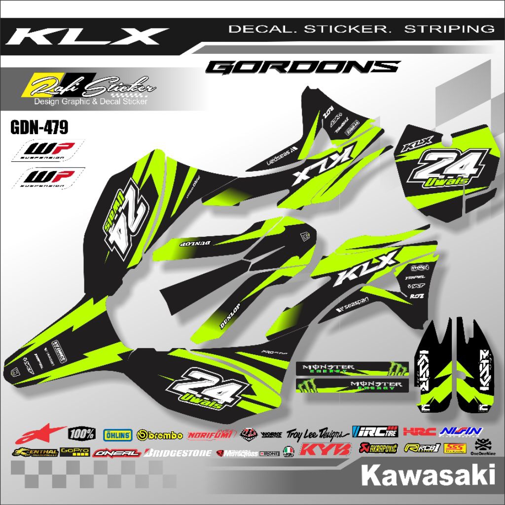 DECAL KLX GORDON FULL BODY - DECAL KLX CODE GDN-479 - DECAL KLX DESAIN SUKA-SUKA FULL HOLOGRAM