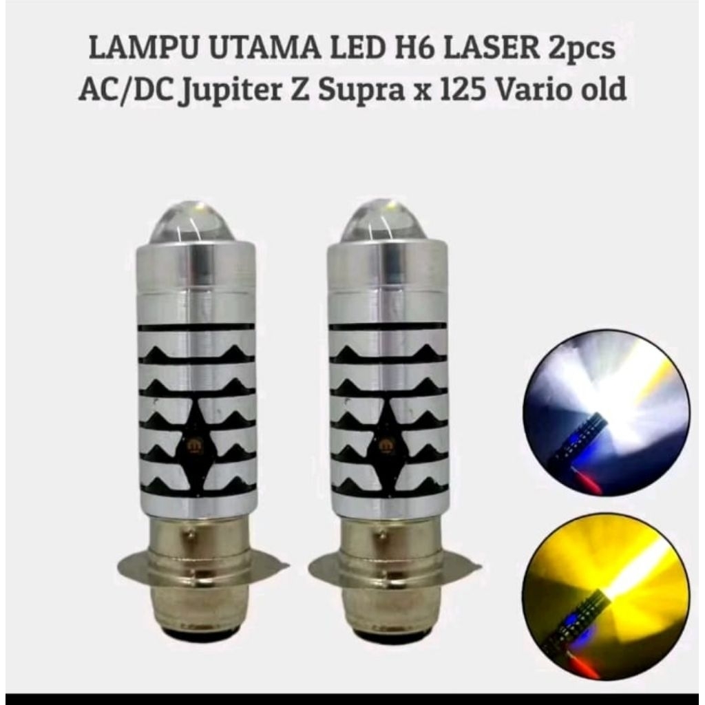 Lampu Utama Lampu depan LED H6 Laser Plus Senja Hi low Putih Kuning AC DC 2PCS Vario old Jupiter Z S