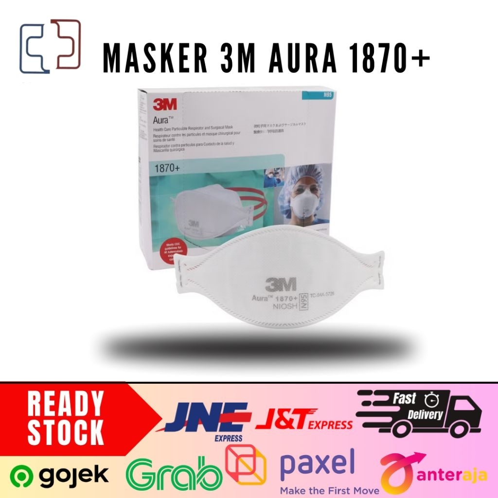 Masker 3M N95 Aura 1870+ Surgical Mask isi 20 Pcs