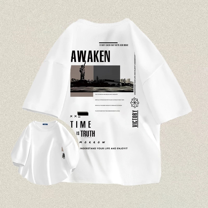 Kaos T-shirt Pria Oversize | Kaos Sablon “ AWAKEN ” | Kaos Pria Distro | Baju Kaos Oversize Pria Ker