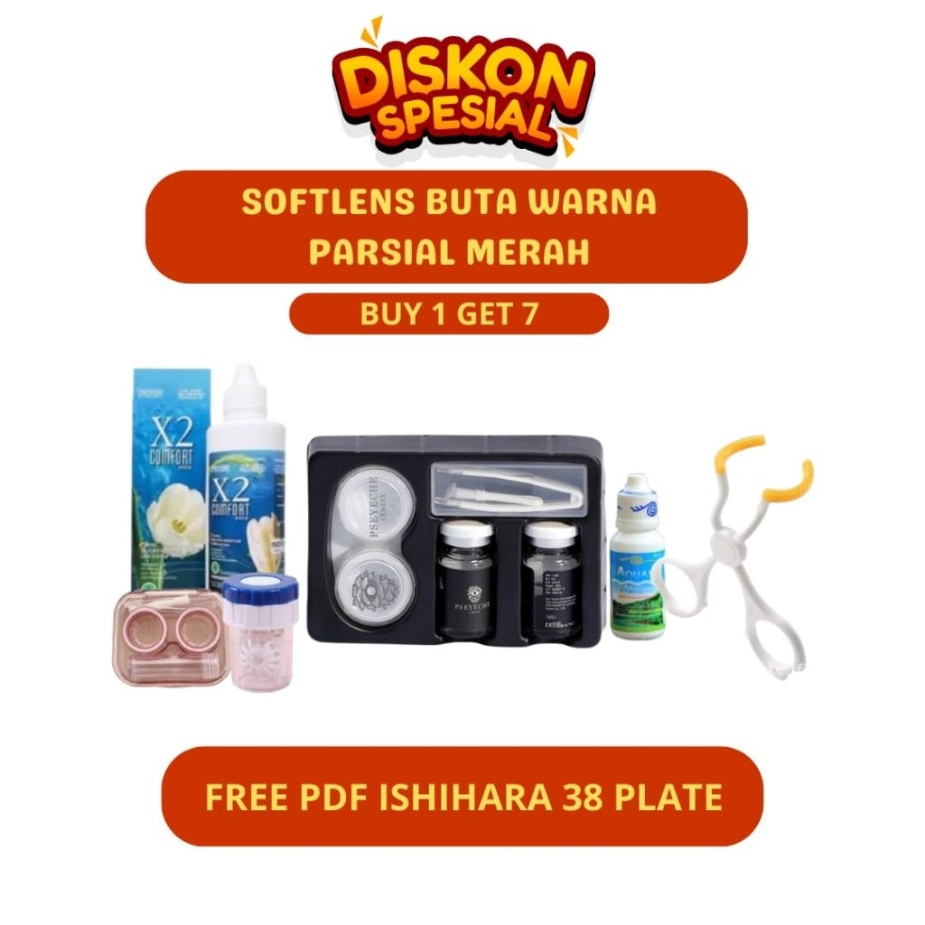 [Ready Stock] Softlens Mata Buta Warna Softlens Ishihara PSEYECHE Contact Lens 1 Tahun