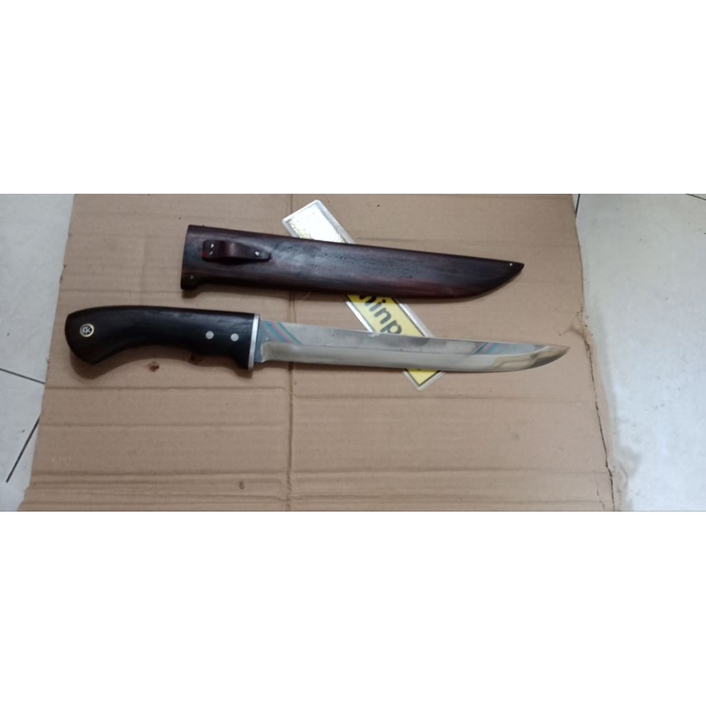 pisau sembelih kambing hss julia dmo5 italy pb 28 plus sarung kayu