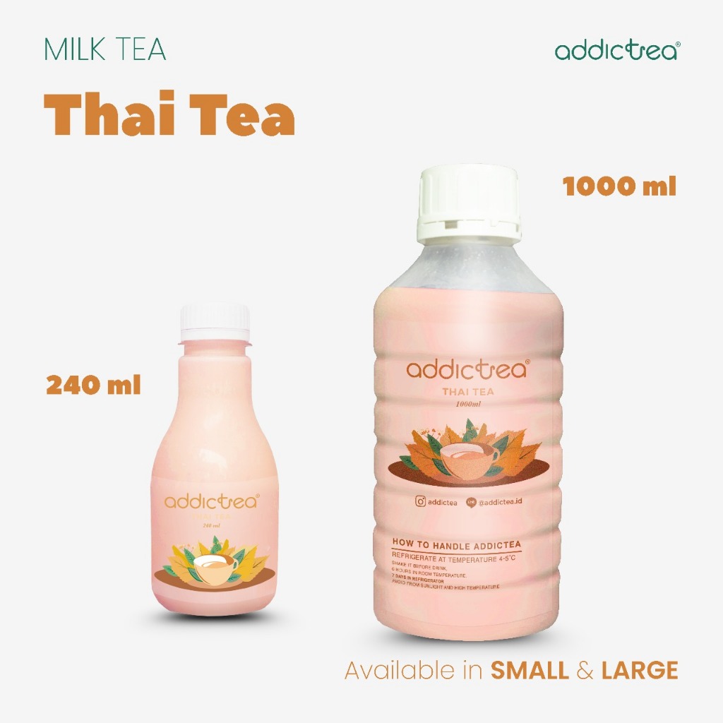 

Addictea Milktea Rasa Thaitea - Minuman Botol Teh Susu Berbagai Rasa 240ml - 1L
