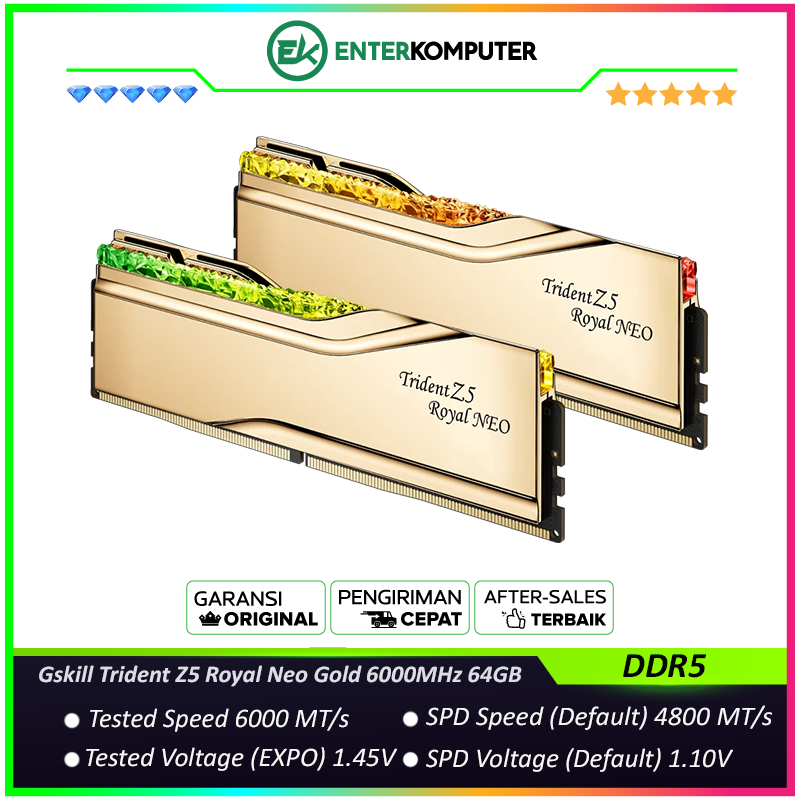 Gskill Trident Z5 Royal Neo Gold DDR5 PC48000 6000MHz 64GB (2x32GB) / RAM 64GB