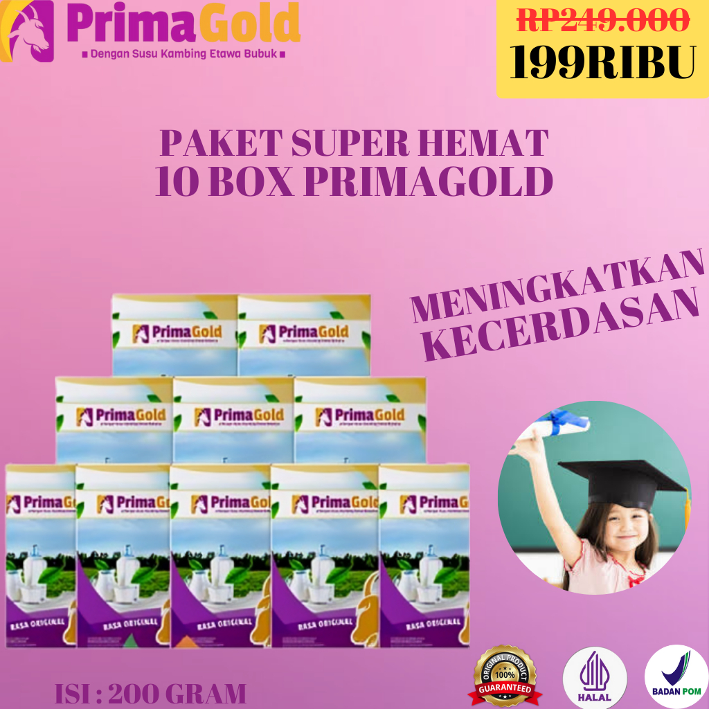 

10 Box Susu Etawa Bubuk PRIMA GOLD Untuk Perawatan Kecantikan Alami BPOM