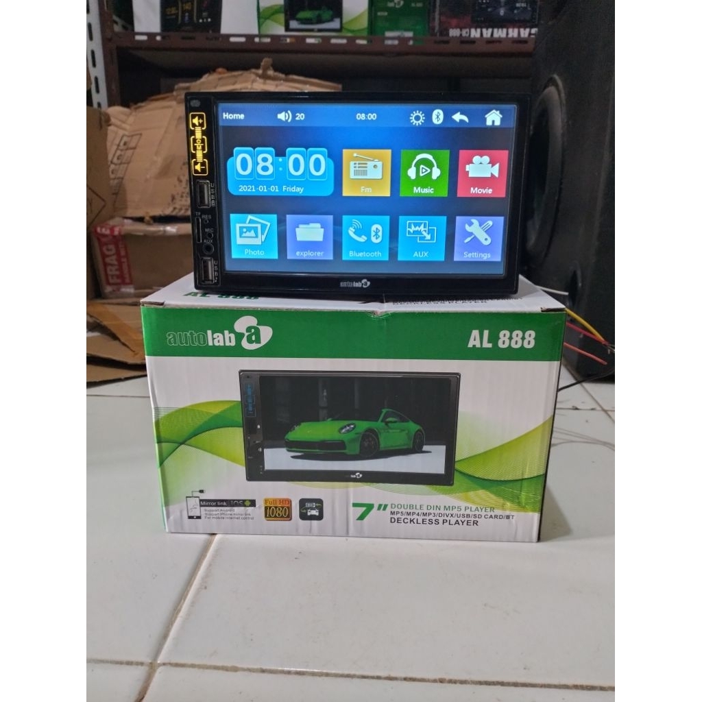 Autolab AL 888 Tv Mobil 7 Inch Double Din MP5 Player dengan USB Bluetooth & Layar Sentuh Friendly