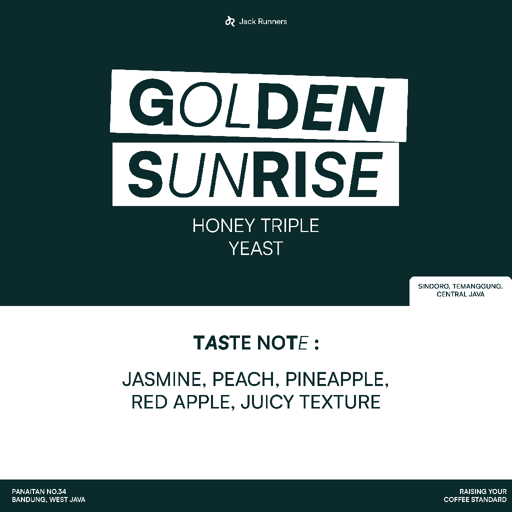 

JACK RUNNERS ROASTERY - GOLDEN SUNRISE - ROASTED FILTER COFFEE BEANS