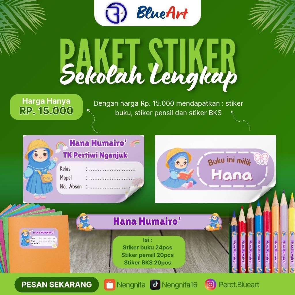 

Paket Stiker label buku, stiker pensil dan stiker Bks perlengkapan sekolah