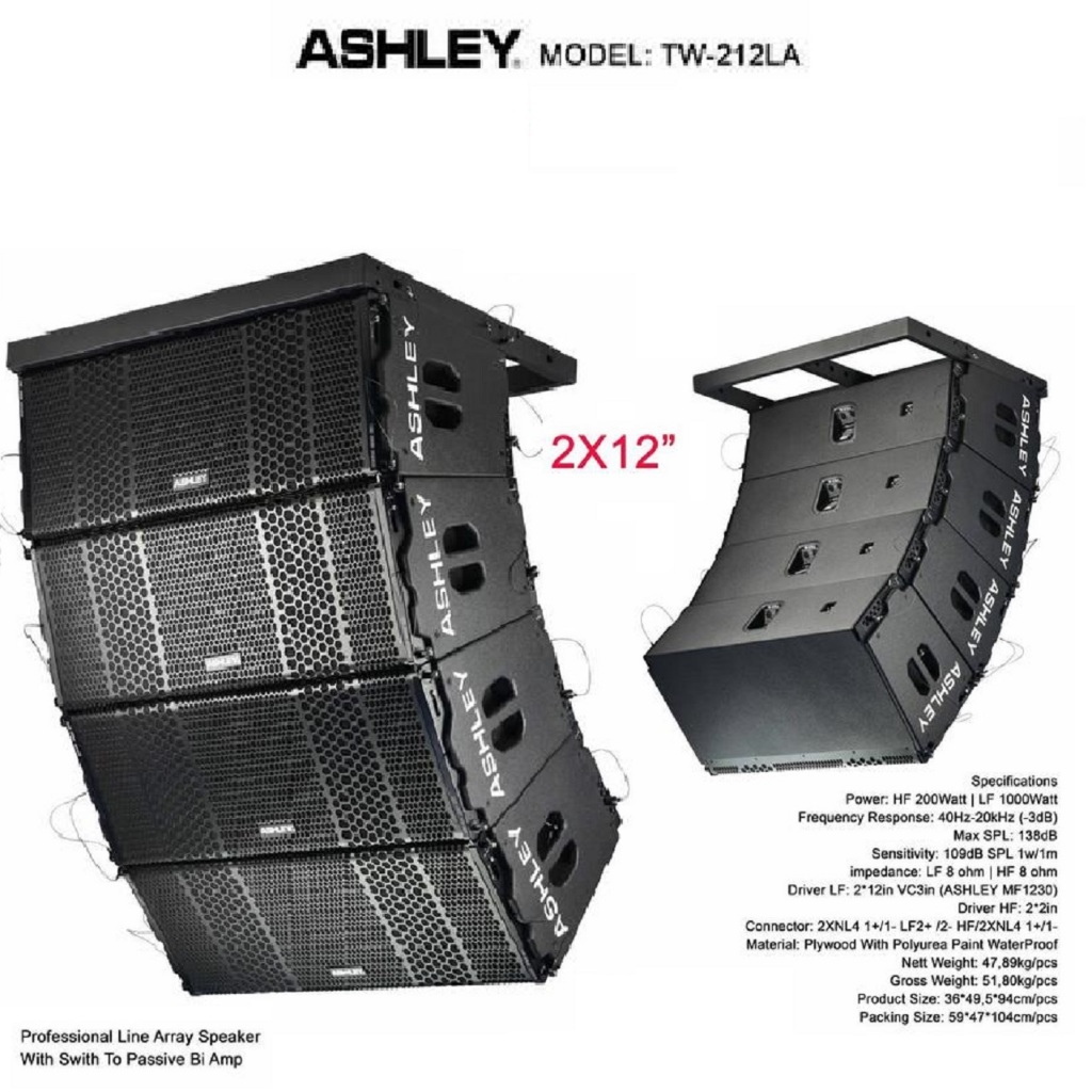 Speaker Line Array ASHLEY TW 212 LA TW212LA ORIGINAL 2 X 12 INCH TW212