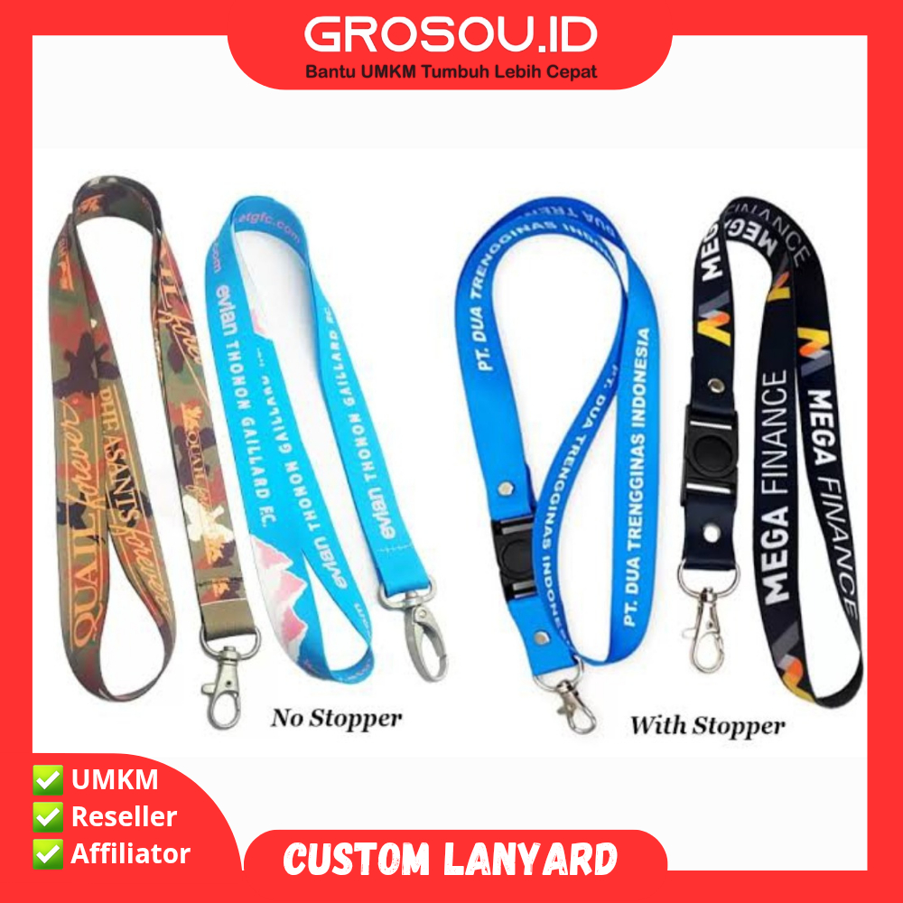

GROSOU.ID Cetak Lanyard Custom Desain Sesuai Keinginan Anda Nama & Logo lebar2 cm Cocok untuk Event