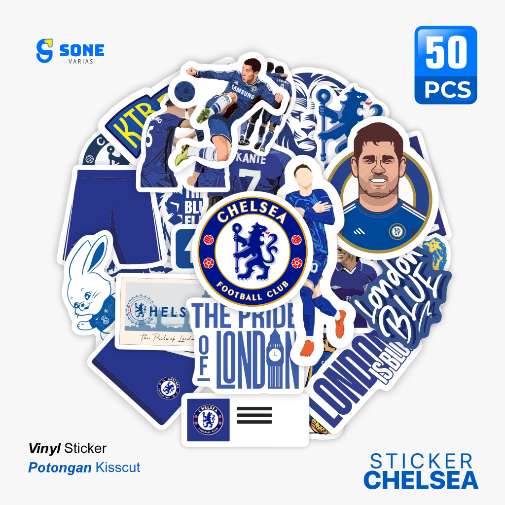

Paket Stiker Bola CHELSEA Vinyl Waterproof Note Stationery Sticker Laptop Casing Phone