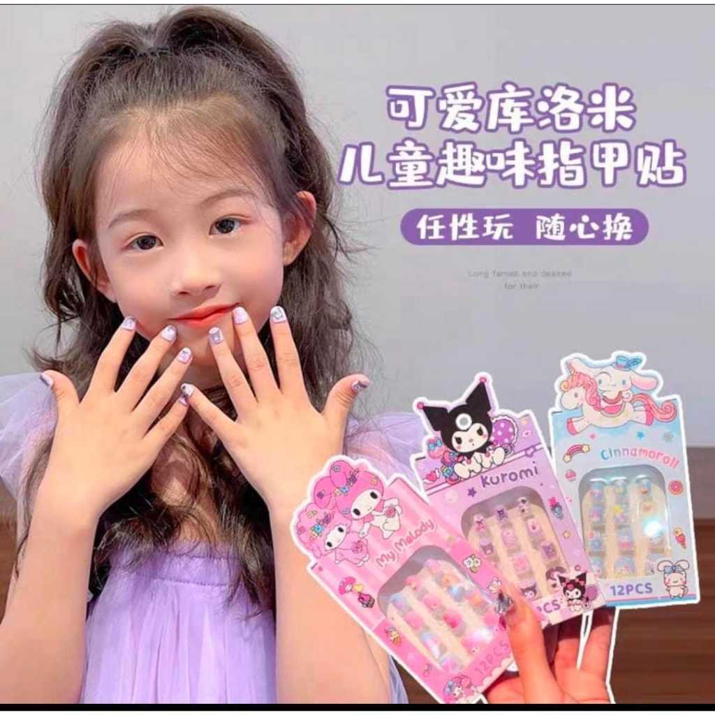 SET KUKU PALSU SANRIO MOTIF UNTUK ANAK CEWEK FAKE NAIL ART KARAKTER