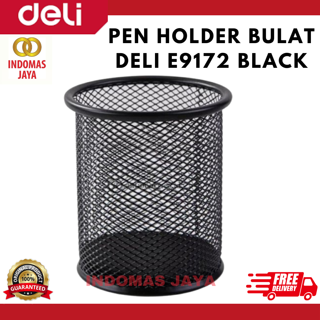 

Deli Desk Pen Holder Round E9172 Bentuk Bulat / Tempat Pena Meja Bulat Hitam Stainless DELI 9172 / Pen Stand Deli