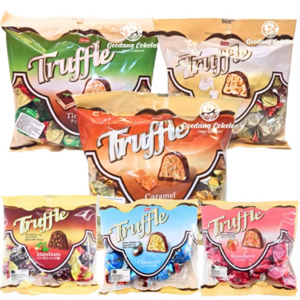 

Elvan TRUFFLE CHOCOLATE TIRAMISU MILK CARAMEL CUCUNUT STRAWBERRY Hazelnut cokelat turki Arab