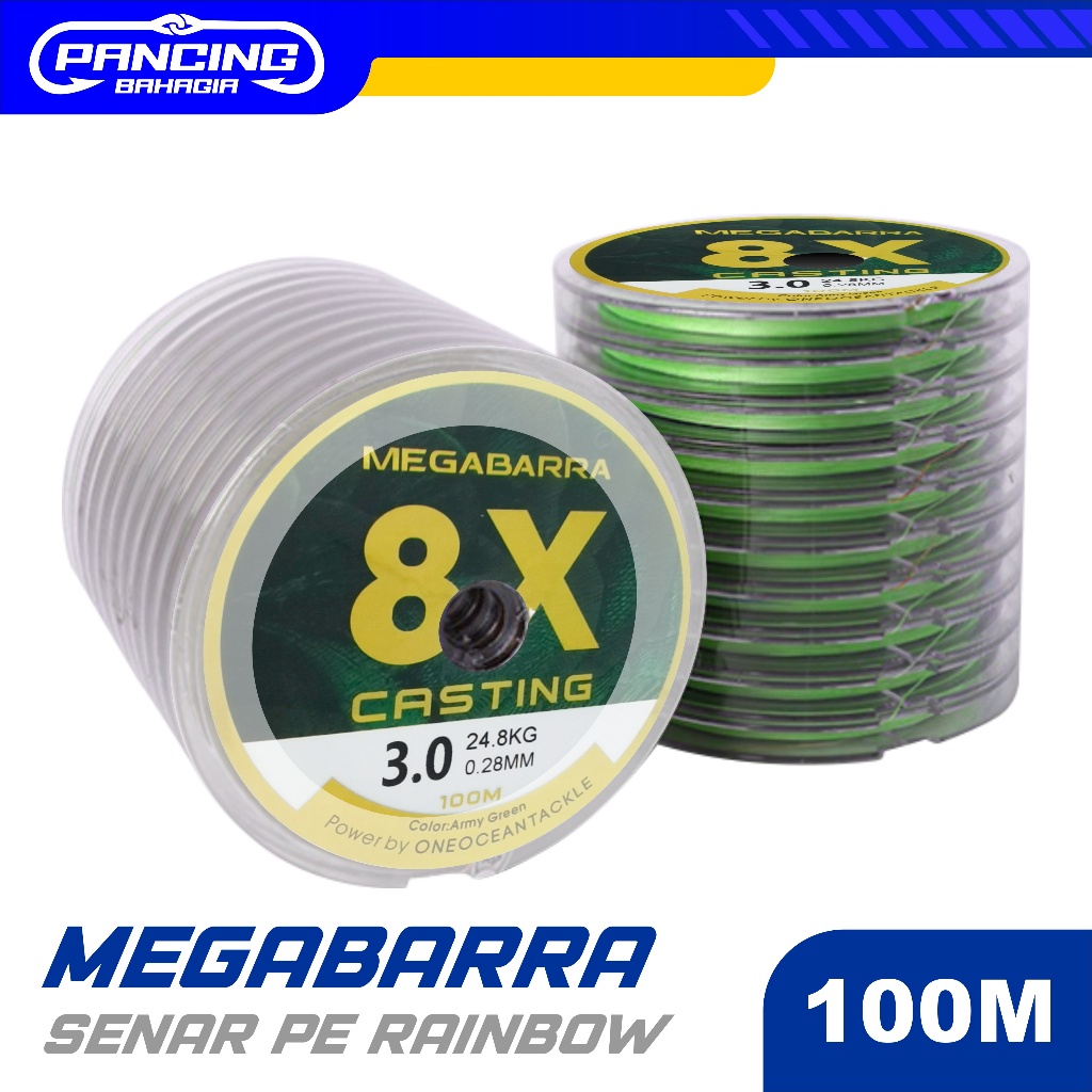 Pancing Bahagia Tali Pancing 100meter Senar Pancing Megabarra Japan PE Nilon 8x 100m 8 helai Senar P