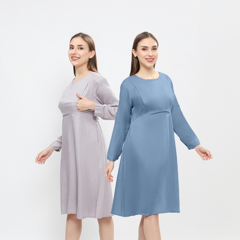 VELA MIDI DRESS  DRES MIDI LENGAN PANJANG KODE A1F9