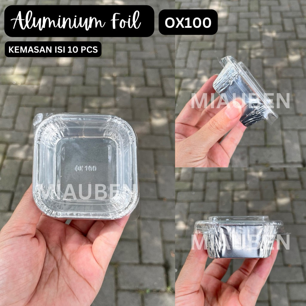 (10pcs) mangkok persegi macaroni aluminium foil persegi OX100 110ml