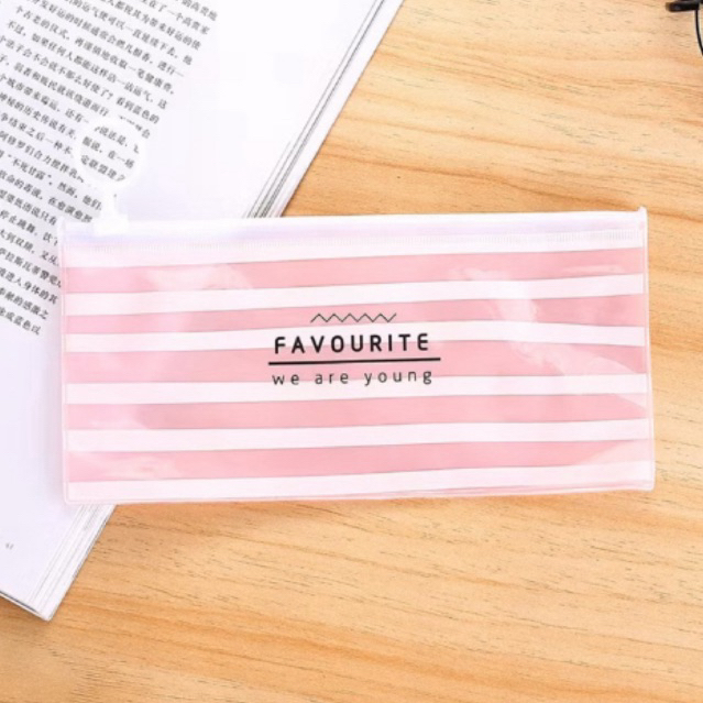 

0005 POUCH TEMPAT PENSIL TERANSPARAN PINK
