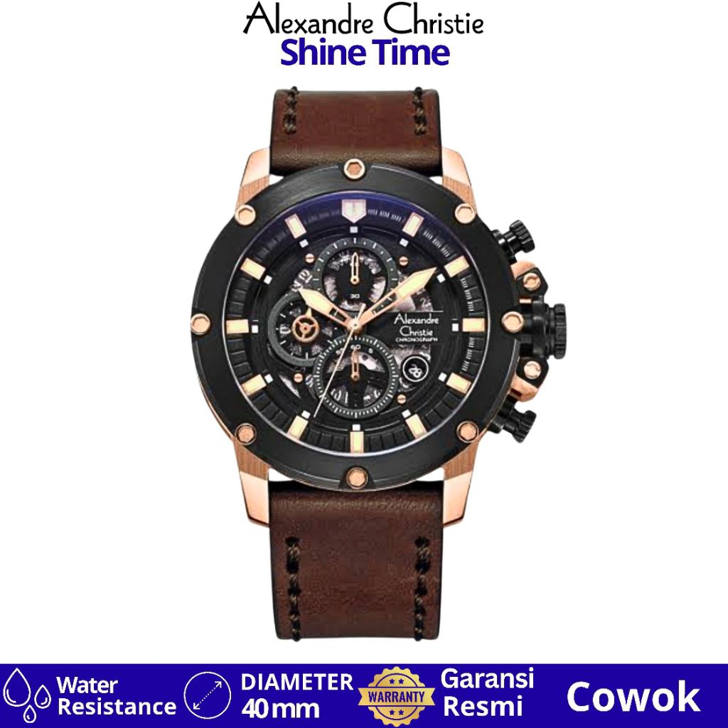 Jam Tangan Pria Alexandre Christie AC 6564 MCLBRBA Tali KULIT