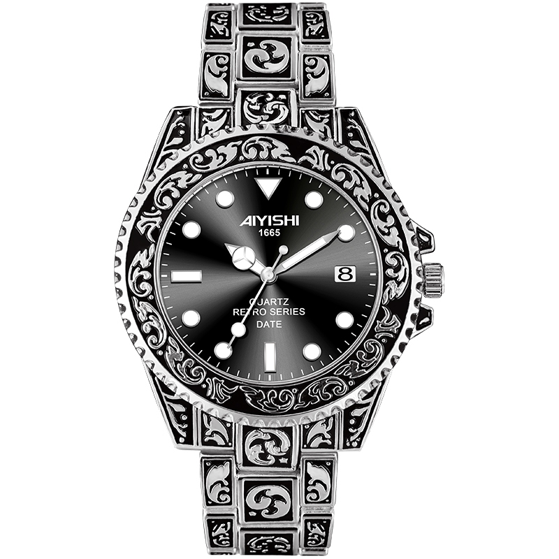 Jam Tangan Otomatis AYISHI 1665 Pria dewasa cowok terbaru Analog Stainless Steel Bercahaya Tanggal f