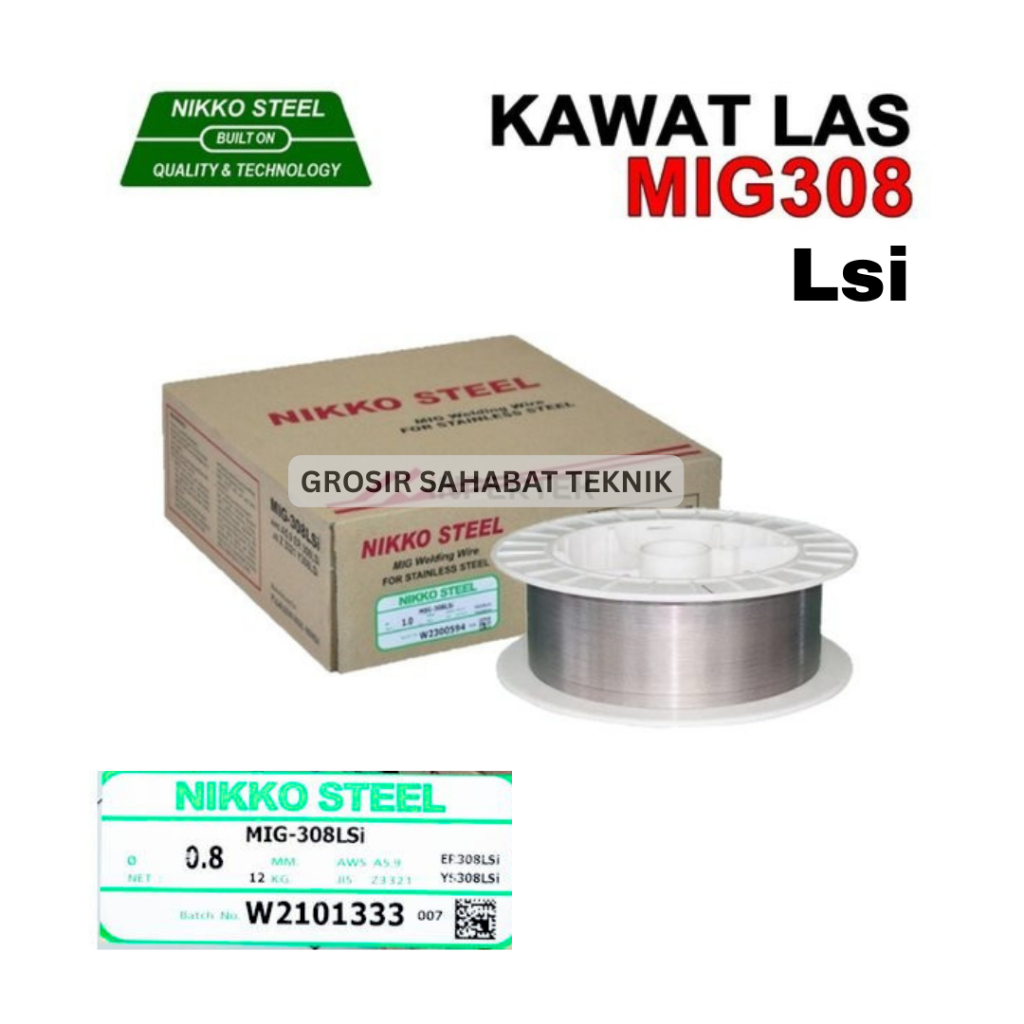 Kawat Las MIG Stainless MIG-308LSi 0.8 mm Kemasan 12 Kg NIKKO STEEL