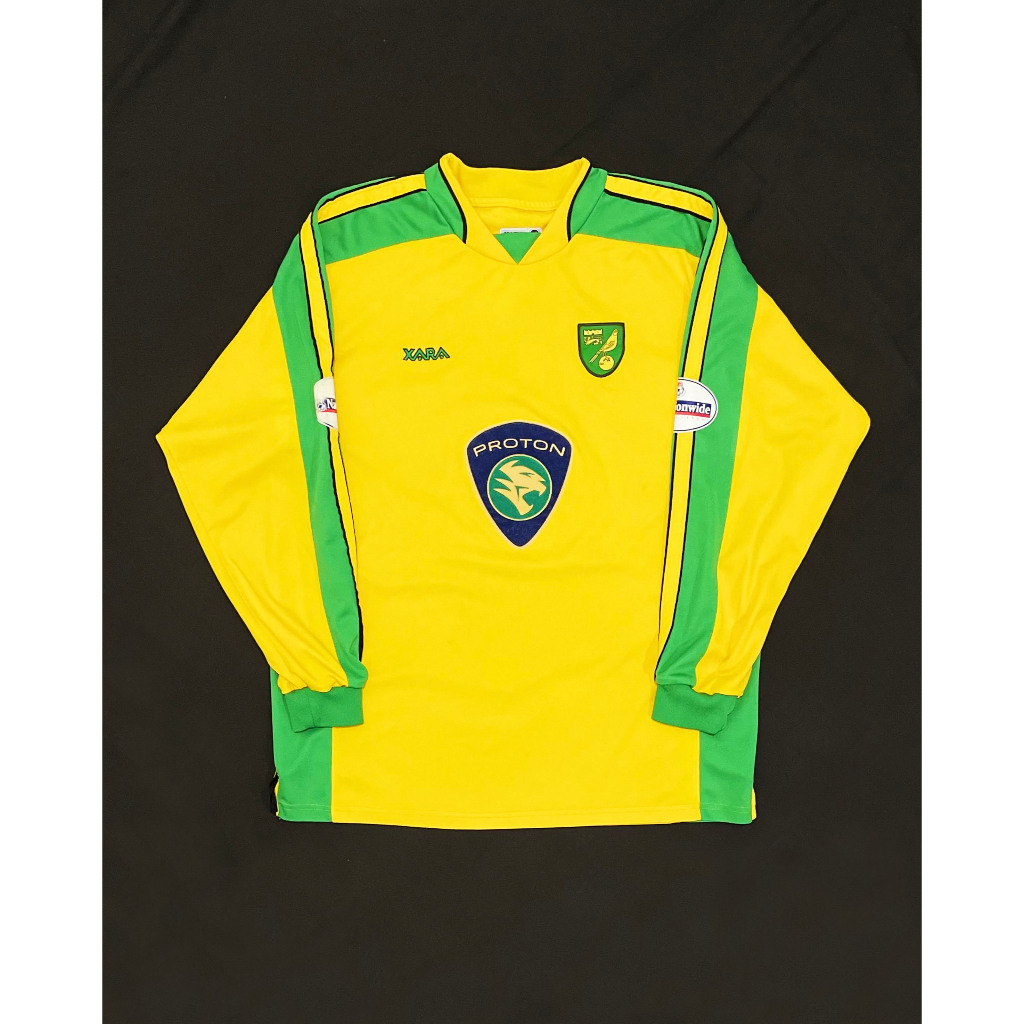 Long Sleeve Original Xara Norwich City Home Kit 2003 2004 2005 Jersey Bola Vintage