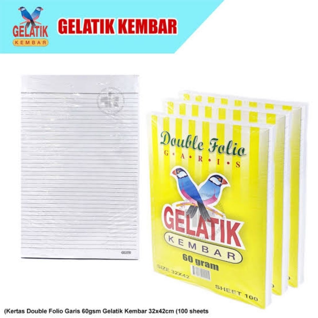

Kertas Double Folio Garis Bergaris 100 Lembar - Gelatik Kembar