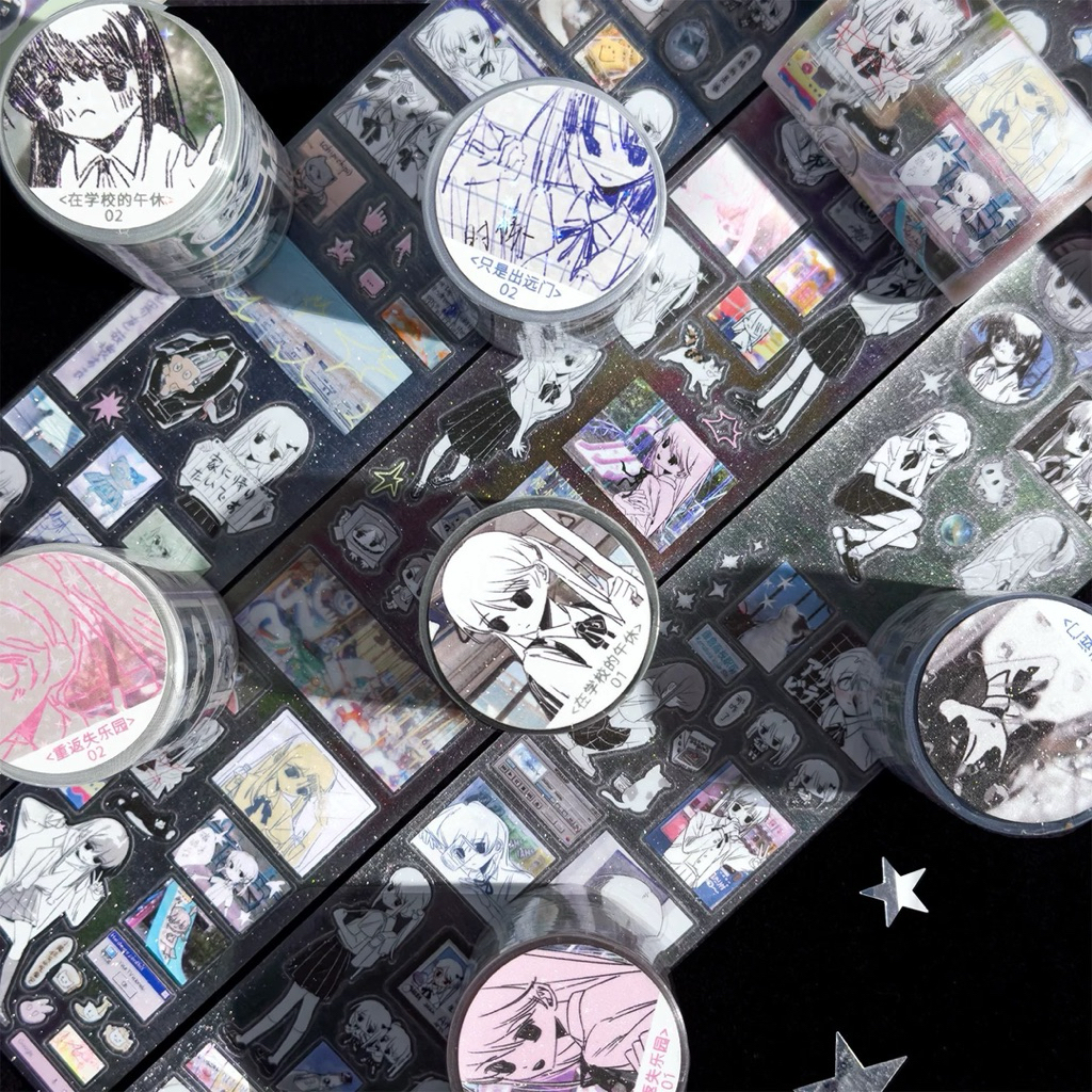 

sticker roll ecer 35cm agg anime school girl japan vibes dekorasi journal readystock B2403 B3222