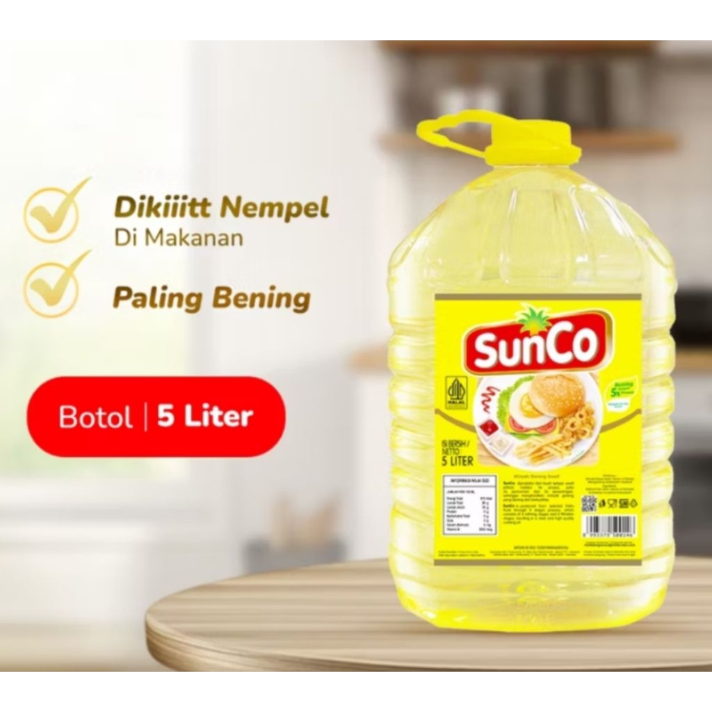

Minyak Goreng Sunco Kemasan Botol (5 Liter)