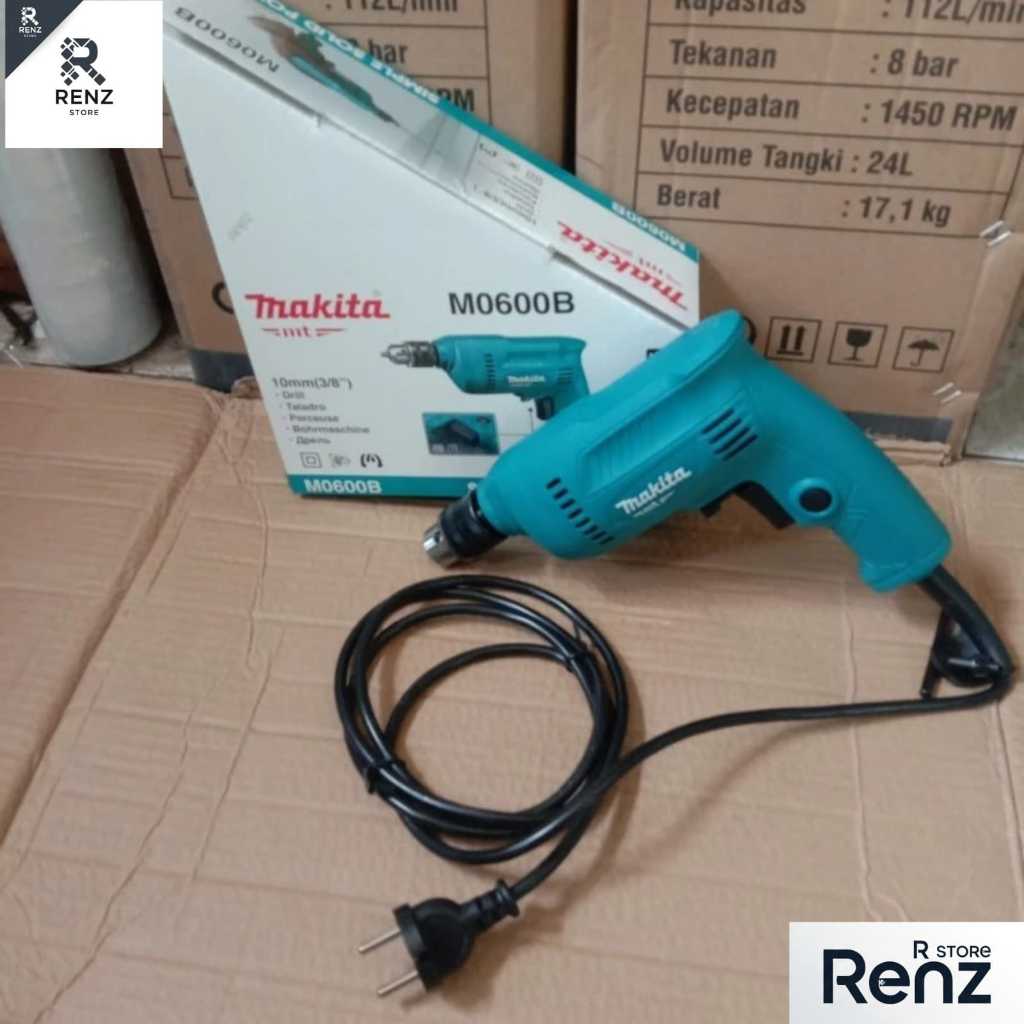 MESIN BOR MAKITA M0600B Mesin Bor Listrik 10mm Tangan Kayu Besi Bolak Balik M 0600 B M 0600B M0600 B