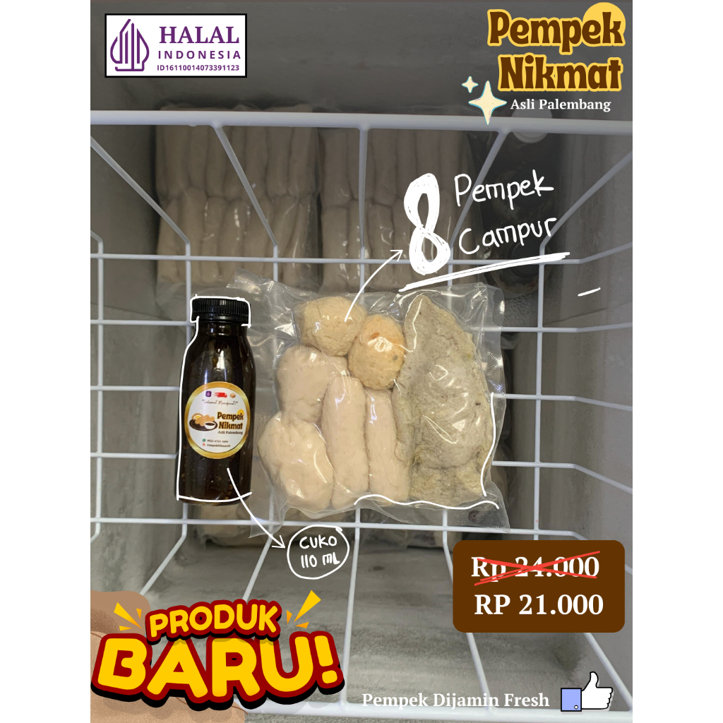 

8 Pempek Campur + cuko 100 ml - Asli Palembang [Pempek NikMat]