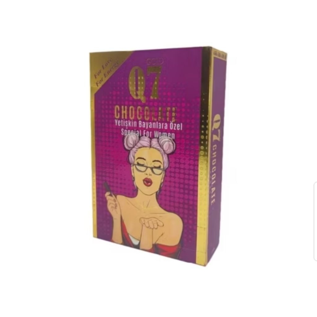 

Coklat Q7 Chocolate Turki Stamina Wanita 1 Box lsi 12 Pcs |Q7 Gold Pink