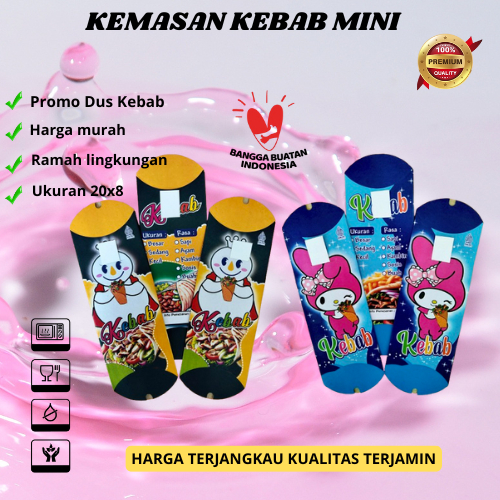 

(FULL COLOR)Kertas bungkus kebab mini isi 100 pcs,kemasan dus kebab isi 100 pcs,Box kebab Berkualitas