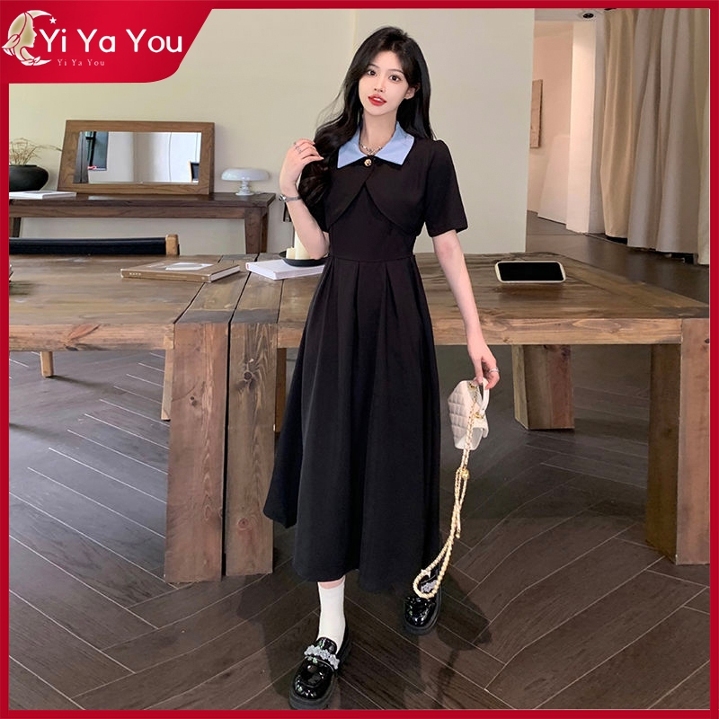 Yi Ya You - Setelan kantor rompi gaya chic lengan pendek Dress midi dan maxi - midi dress dress leng