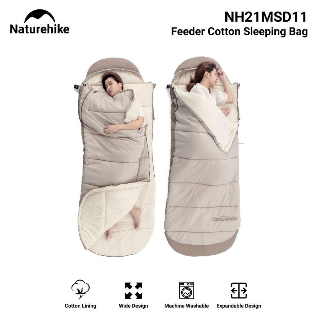 SLEEPING BAG FEEDER COTTON B180 B300 B400 NATUREHIKE NH21MSD11  KANTONG TIDUR TIKAR GLAMPING TEBAL B