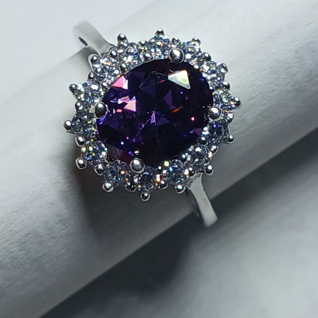 Cincin perak s925 Lady Diana "Ungu" size 5