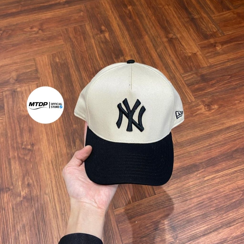 TOPI BASEBALL CAP NY CREAM BLACK IMPORT PREMIUM PRIA WANITA DEWASA REAL PICT