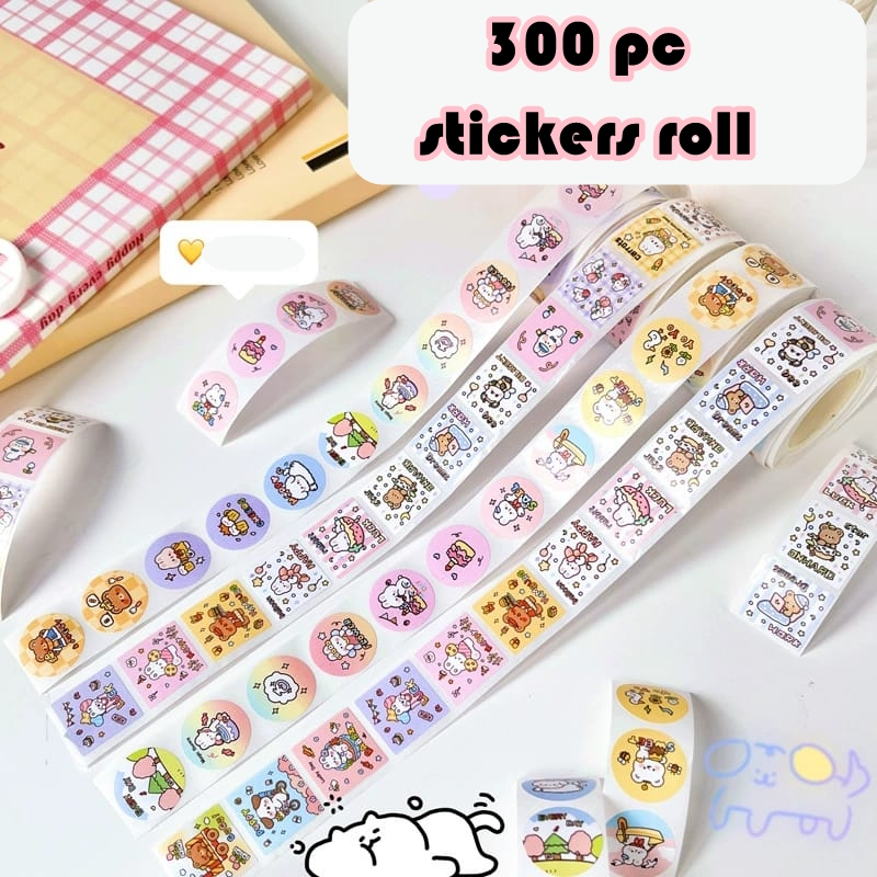 

[ORGM] Sticker Roll 300pcs Motif Kartun DIY Sticker Souvenir Sticker Hampers