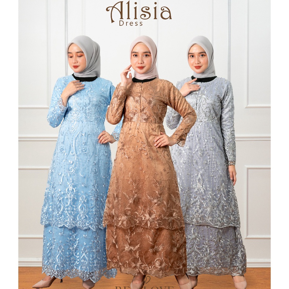 Redlove  Gamis  Baju Muslim  Dress 2 Tingkat Alisia Tille Mutiara Busui