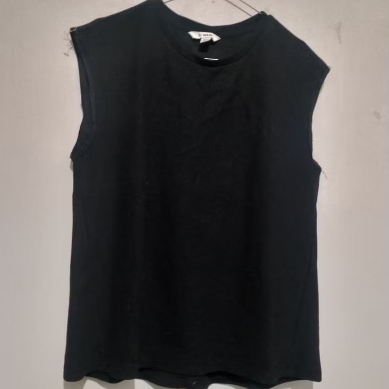 Black Tank Top SJ Wani Wanita M-L (65x50) Like New Second Original