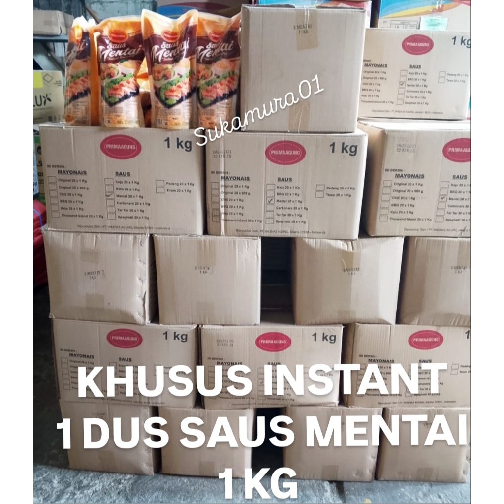 

[INTANT GOJEK/GRAB] [1 DUS] SAUS MENTAI 1KG PRIMA AGUNG ISI 20PCS [1KG X 20PAK]