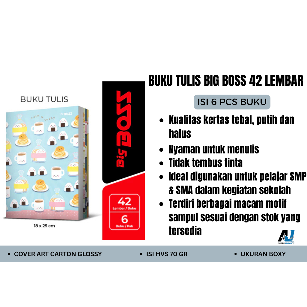 

BigBoss Buku Tulis 42 Lembar | Buku Tulis Murah Isi 6 pcs