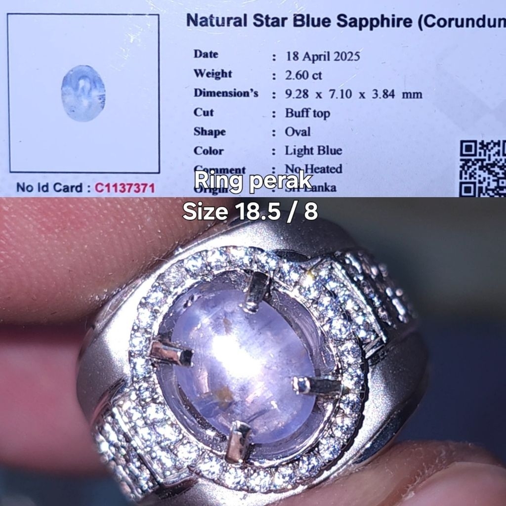 Natural light blue sapphire star ceylon safir srilanka no treatment BODY GLASS