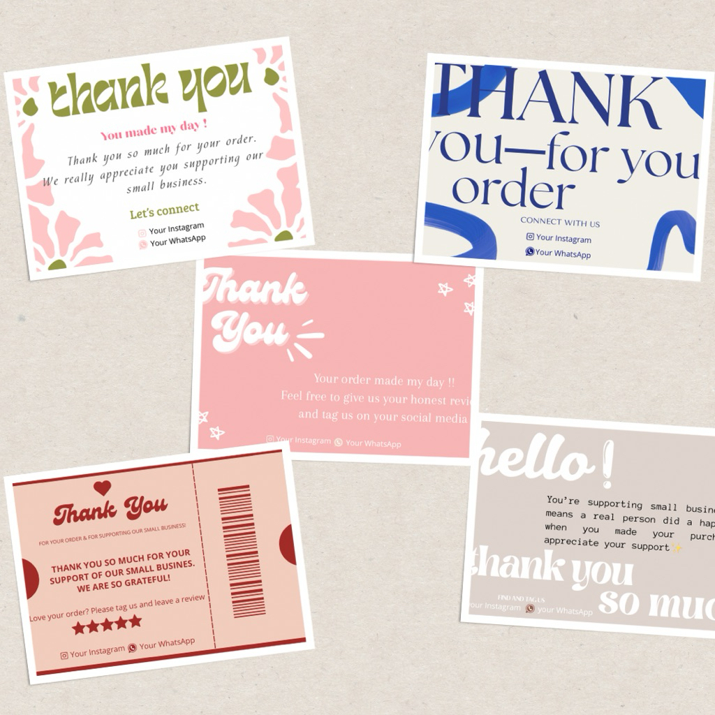 

Thank You Card / Kartu Nama Olshop Custom 6x9 cm – Cetak 1 Sisi